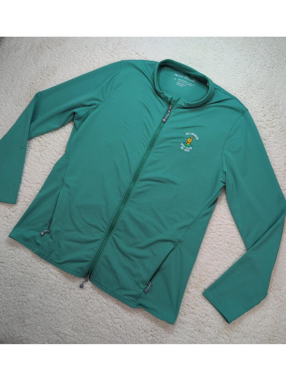 Peter Millar Women's Large Green Lightweight Golf Jacket Stretch Zip UPF Sun Pro